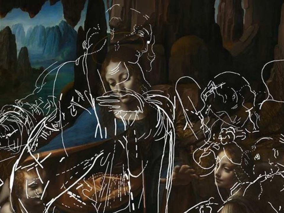レオナルド・ダ・ヴィンチ作2作目の『岩窟の聖母』、赤外線撮影で見た下絵の詳細