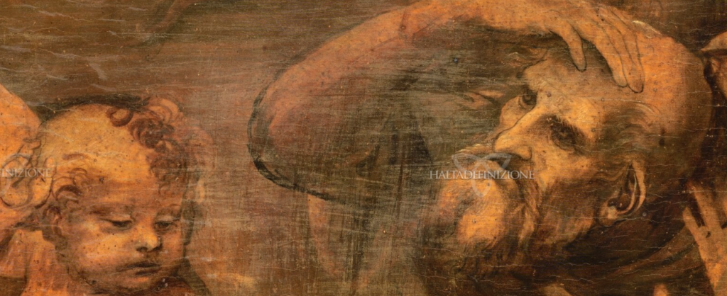 東方三博士の礼拝 修復前原画の部分図