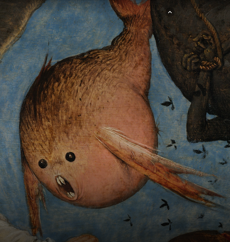 ブリューゲル『反逆天使の墜落』に登場するフグをモチーフにした想像上の生き物