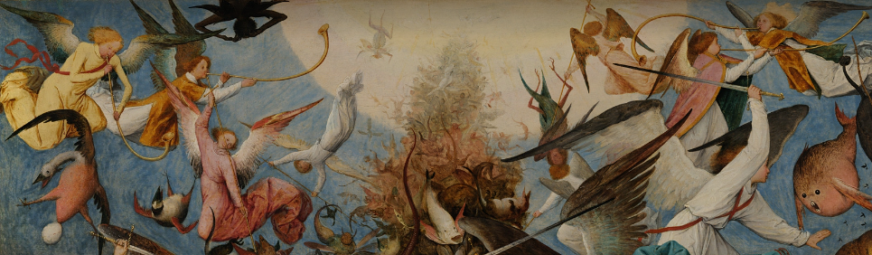 ブリューゲル『反逆天使の墜落』に登場するラッパを吹く天使