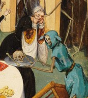 死の接近を悟り、恐怖で凍り付く女性、寓意画