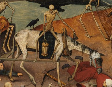 白い馬に乗った騎士が死の勝利を象徴する寓意画